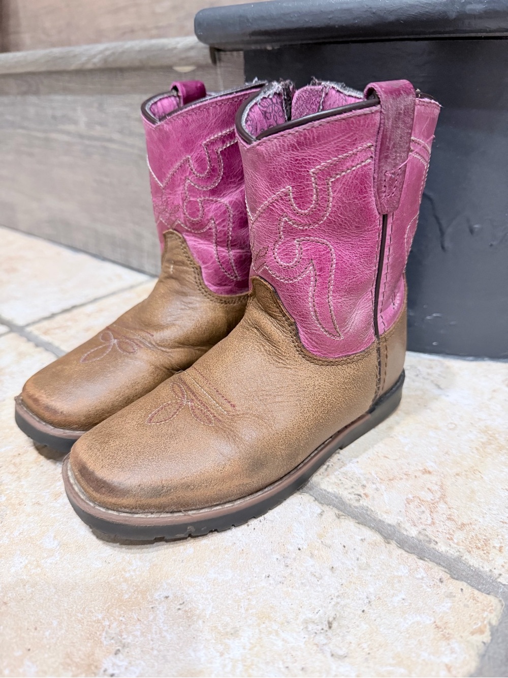 Shyanne Brown and Pink Girls' Western Boots